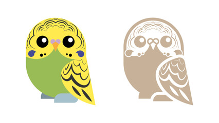 Cute parrot (vector, logo, illustration)