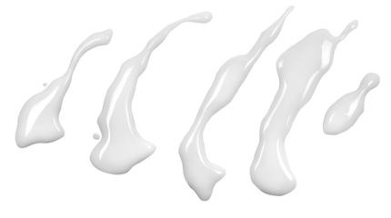 Spilled milk puddle isolated on white background and texture, top view