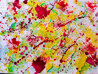 Abstract colorful grunge background. Watercolor stains on white paper.. Colorful paint grunge texture with cope space.