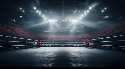 Foto op Canvas Boxing Ring In Arena, Empty professional boxing ring. © salahchoayb