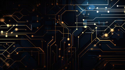 Obraz premium Modern Dark Blue Background with Circuitry