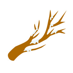 dry tree branches covered with snow