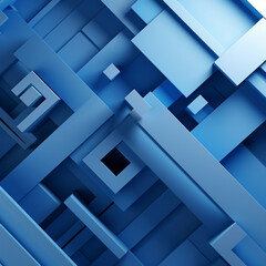 Abstract 3D render, blue geometric background and design, Futuristic technology digital, Network technologies, 3d texture 