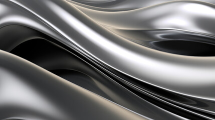 Sleek and Shiny: Chrome Metal Wave Backdrop