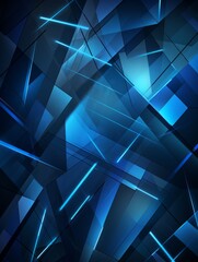 Blue Creative Abstract Geometric Texture. Graphic Digital Art Decoration. Abstract Shaped Surface Vertical Background. Ai Generated Vibrant Angular Pattern.