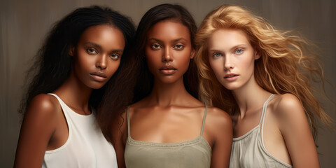 Obraz premium Beautiful young and elegant top models in photo shoot in the photo studio.