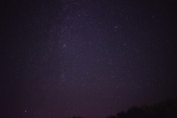 Beautiful landscape of Milky Way in the village during Starfall