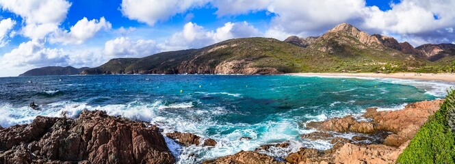 Corsica island beaches and nature scenery.  France. - obrazy, fototapety, plakaty