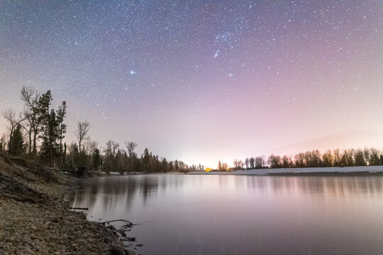 Night Stars Over Rural River