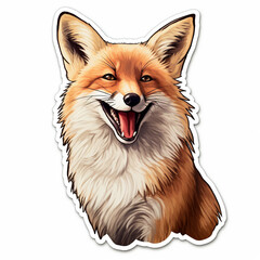 Obraz premium happy red fox sticker created with Generative Ai