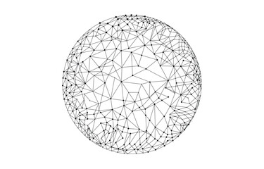 Sphere with black connected lines and dots. Digital futuristic technology concept. - obrazy, fototapety, plakaty