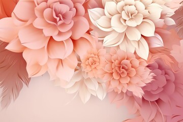 Background with flowers in shades of rose and peach. Generative AI