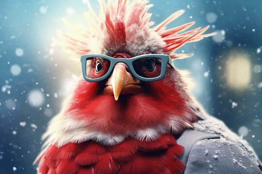 An image depicting a festive cardinal during Christmas. Generative AI
