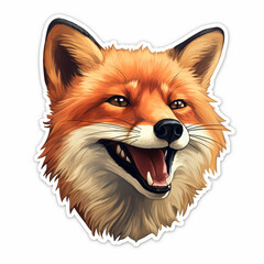 happy red fox sticker created with Generative Ai