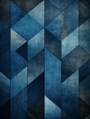 Denim Creative Abstract Geometric Texture. Graphic Digital Art Decoration. Abstract Shaped Surface Vertical Background. Ai Generated Vibrant Angular Pattern.