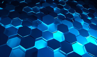 Obraz na płótnie Canvas Blue Hexagons on a Vibrant Background