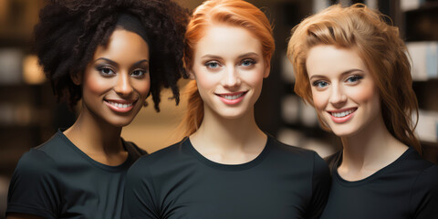Obraz premium Beautiful young and elegant top models in photo shoot in the photo studio.