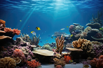 Fototapeta na wymiar Underwater view of tropical sea bottom and wildlife