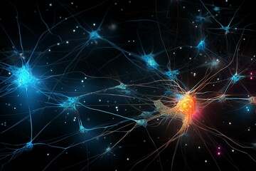 Human neural connections for transmitting electrical signals. Generative AI