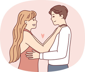 Happy couple in love hugging