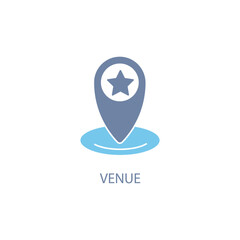 Event location pin concept line icon. Simple element illustration. Event location pin concept outline symbol design.