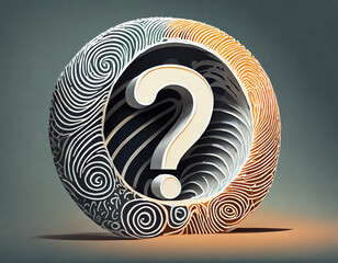 Question mark symbol sign hand draw doodle style arranged in semicircle banner copy space. Questionnaire wallpaper. Choice or problem or question or doubt or interrogation concept - obrazy, fototapety, plakaty