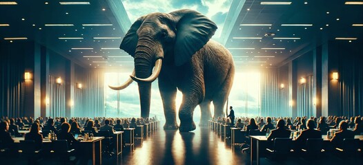 Analog film style of people addressing the elephant in the room