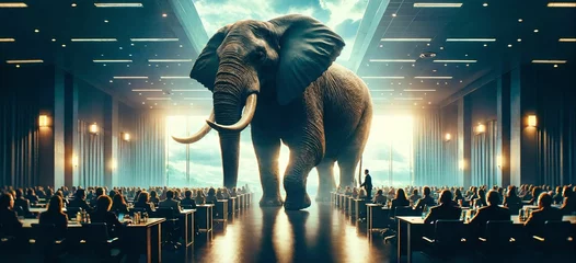 Fotobehang Analog film style of people addressing the elephant in the room © ibreakstock