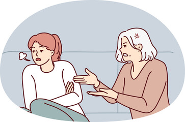 Elderly mother lecture grownup daughter