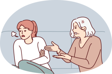 Elderly mother lecture grownup daughter