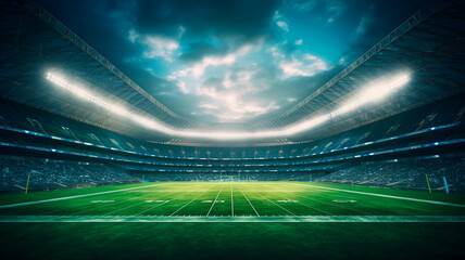 stadium with lights in night