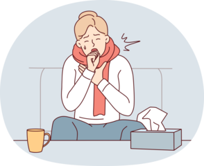 Unhealthy man suffer from fever at home