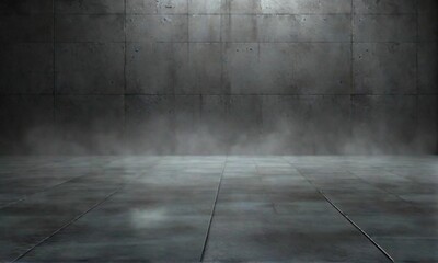 Empty space of Concrete floor grunge texture background with fog or mist and lighting effect.