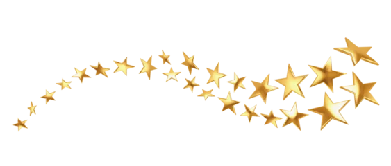 Foto op Canvas Golden flying stars isolated on transparent background © bht2000