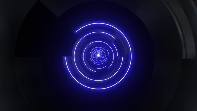 This stock motion graphic video of4K Colored Neon Radial Tunnel with gentle overlapping curves on seamless loops.