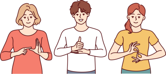 Deaf and mute people use sign language by showing palm signs to communicate instead of speaking