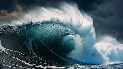 big waves on the black coast - obrazy, fototapety, plakaty