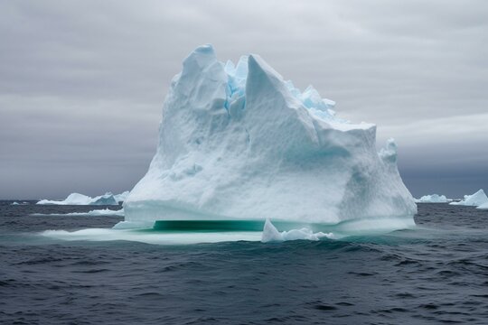 Melting ice causes arctic iceberg to float. Generative AI