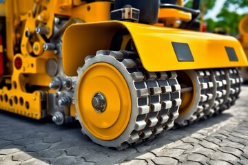 closeup of road roller machine. Generative AI