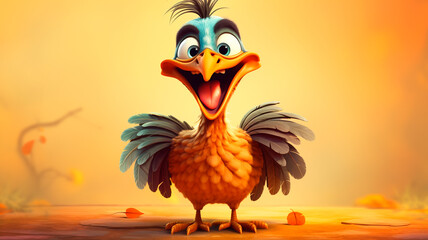 Obraz premium vector illustration. cartoon happy smiling bird.