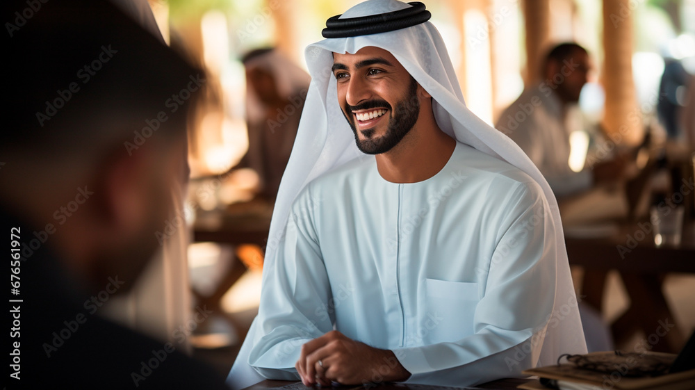 Wall mural portrait of arab businessman in modern office