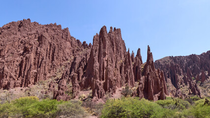 Bolivia, Tupiza. Valle de los Machos and Cañón del Inca. A landscape that looks like the Wild West. Tourist attraction with horse trips.