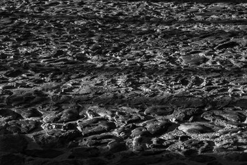 Black and white, shadows and light. Contrast. Scene. Stone surface. Pattern and texture. Monochrome.