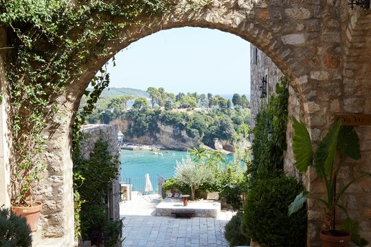 Ulcinj Old Town, built during the Middle Ages, overlooks the Adriatic coast in southern Montenegro - Powered by Adobe