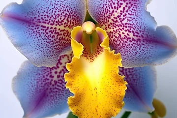 Poster Pink  yellow blue Phalaenopsis Orchid flowers, close up © nnattalli