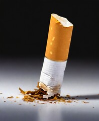 Isolated Crushed Cigarette. Quit Smoking Concept