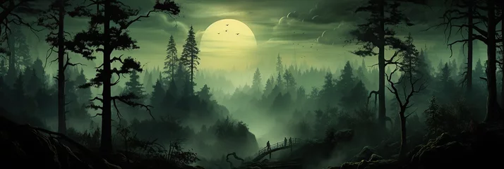Foto auf Leinwand spooky halloween background with moon © nnattalli