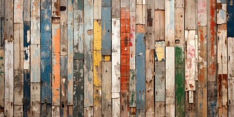 Background of old coloured wood wall, with copy space.