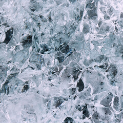 Abstract structure of a transparent block of ice. Graphic, monochrome background.
