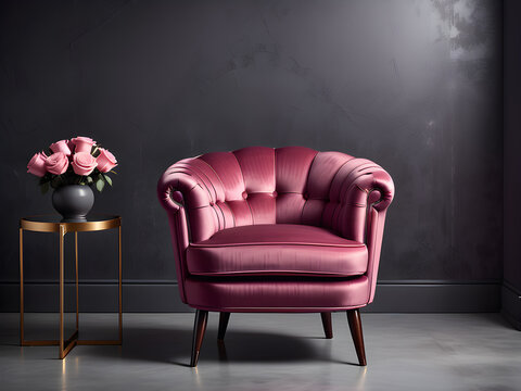 vintage retro glamor armchair dusty rose